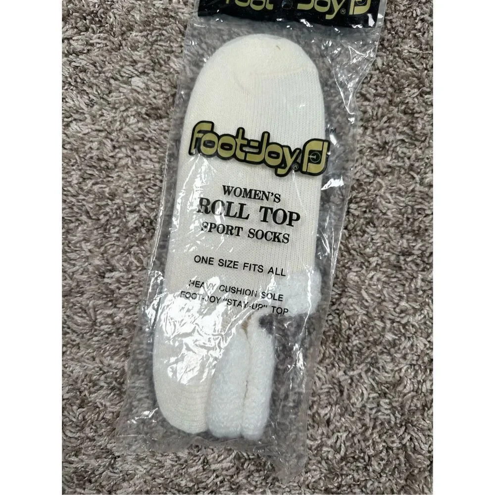 NWT Vintage FootJoy FJ Womens Roll Top Sport Socks Heavy Cushion Sole Golf Cream